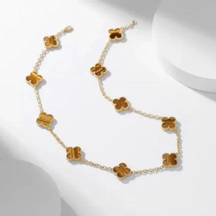 [Van Cleef Arpels]CLOVER 10 MOTIFS TIGER EYE NECKLACE