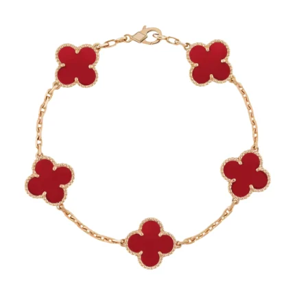[Van Cleef Arpels]CLOVER 5 MOTIFS RED AGATE  BRACELET