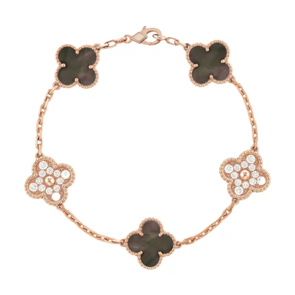 [Van Cleef Arpels]CLOVER 5 MOTIFS DARK MOP AND DIAMONDS PINK GOLD BRACELET