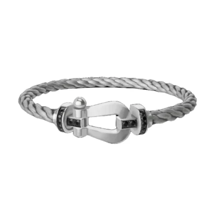 [Fred]FORCE LARGE HORSESHOE BLACK DIAMOND BRACELET SILVER