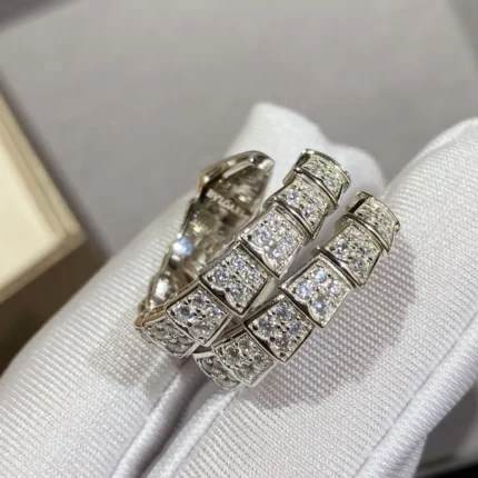 [Bulgari]SERPENTI DOUBLE RING SILVER DIAMOND PAVED