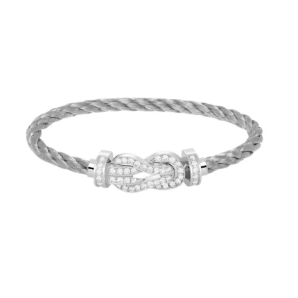 [Fred]CHANCE LARGE 8 FIGURE BUCKLE FULL DIAMOND BRACELET SILVER