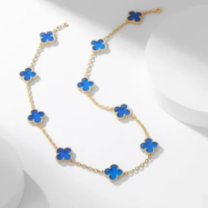 [Van Cleef Arpels]CLOVER 10 MOTIFS BLUE AGATE NECKLACE