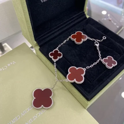 [Van Cleef Arpels]CLOVER 5 MOTIFS SIVLER CARNELIAN BRACELET