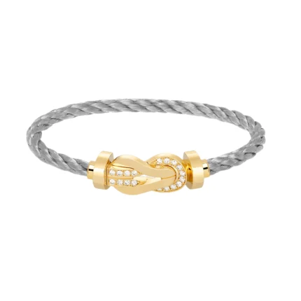 [Fred]CHANCE LARGE 8 FIGURE BUCKLE HALF DIAMOND BRACELET GOLD