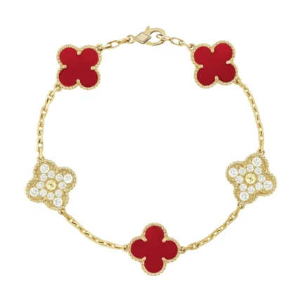 [Van Cleef Arpels]CLOVER 5 MOTIFS CARNELIAN DIAMOND BRACELET