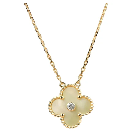 [Van Cleef Arpels]CLOVER 15MM DIAMOND GOLD MOTHER OF PEARL NECKLACE