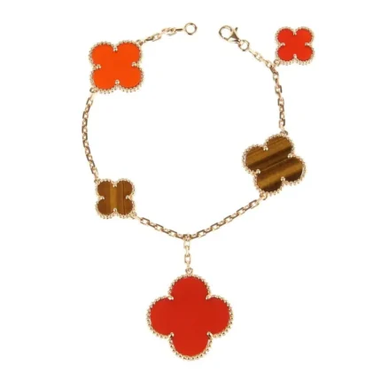 [Van Cleef Arpels]CLOVER BRACELET 5 MOTIFS CARNELIAN TIGER EYE