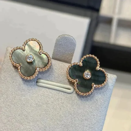[Van Cleef Arpels]CLOVER MEDIUM 1 MOTIFS GRAY MOP  DIAMOND EARRINGS