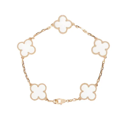 [Van Cleef Arpels]CLOVER 5 MOTIF ROCK CRYSTAL PINK GOLD BRACELET