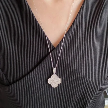 [Van Cleef Arpels]CLOVER 25MM LARGE PEDANT DIAMOND PAVED LONG NECKLACE