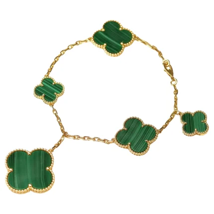 [Van Cleef Arpels]MAGIC CLOVER MALACHITE GOLD BRACELET 5 MOTIFS