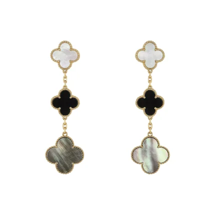[Van Cleef Arpels]CLOVER EARRINGS GOLD ONYX MOP 3 MOTIF