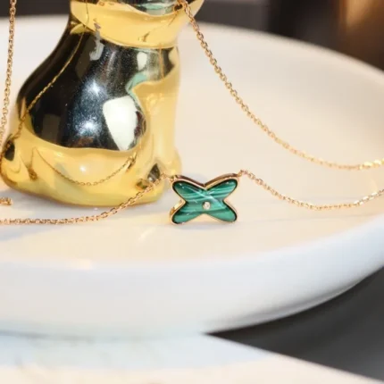 [Chaumet]JEUX MALACHITE 1 DIAMOND PINK GOLD NECKLACE