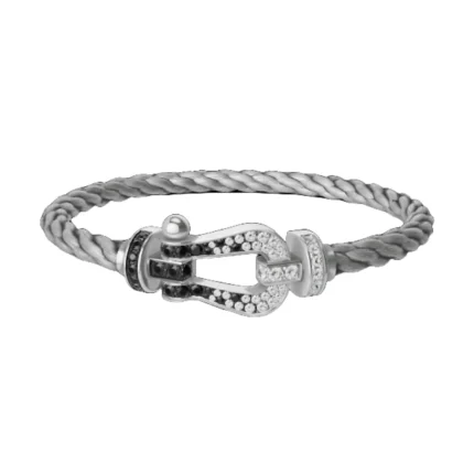 [Fred]FORCE LARGE HORSESHOE BLACK WHITE DIAMOND BRACELET SILVER