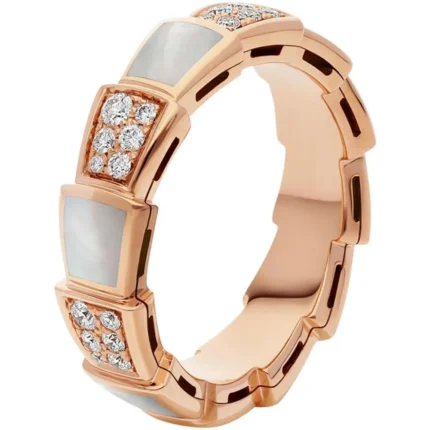[Bulgari]SERPENTI RING PINK GOLD MOP DIAMOND PAVED 4MM