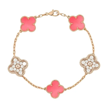 [Van Cleef Arpels]CLOVER 5 MOTIF DIAMOND PINK MOP PINK GOLD BRACELET