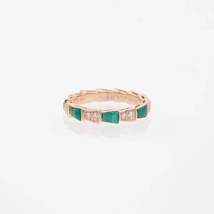 [Bulgari]SERPENTI RING PINK GOLD MALACHITE DIAMOND 3MM