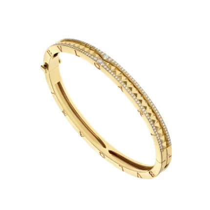 [Bulgari]ZERO 1 SPIRAL AND PAVED DIAMOND GOLD BRACELET