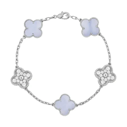 [Van Cleef Arpels]CLOVER  5 MOTIF DIAMOND PURPLE CHALCEDONY BRACELET SILVER
