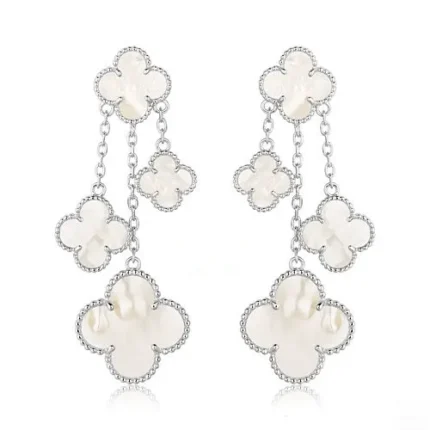 [Van Cleef Arpels]CLOVER EARRINGS WHITE MOP 4 MOTIFS SILVER