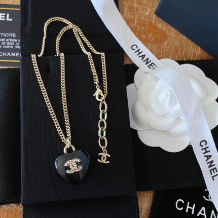Chanel Black heart necklace